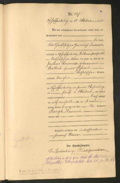 Standesamtsbuch der Stadt Aschaffenburg: Geburten 365/1900 - 184/1901