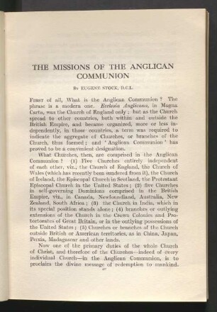 The missions of the Anglican communion