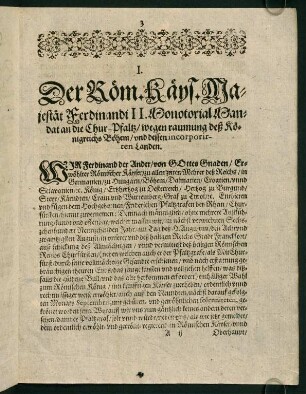 3-6, 1. Der Röm. Kays. Mjestät Ferdinandi II. ...