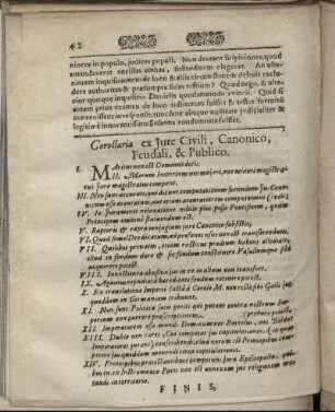Corollaria es Jure Civili, Canonico, Feudali, & Publico.