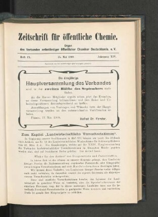 Heft IX. 15. Mai 1908. XIV. Jahrgang.