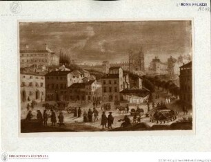 Ansicht der Piazza di Spagna, Villa Medici, Trinità dei Monti und Palazzo Zuccari