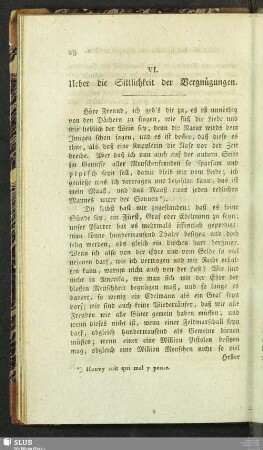 VI. Ueber die Sittlichkeit der Vergnügungen