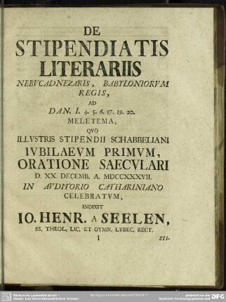 De Stipendiatis Literariis