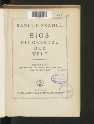 Bd. 1: Bios : Die Gesetze der Welt