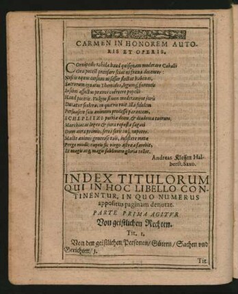 Index Titulorum Qui In Hoc Libello Continentur ...