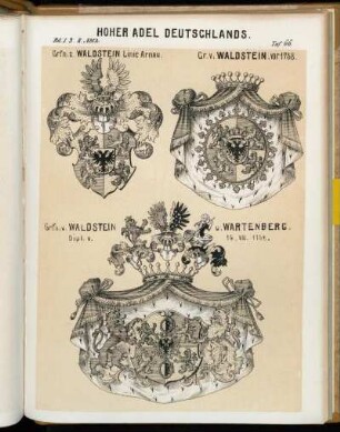 Taf. 66. Grfn. z. Waldstein Linie Arnau. Gr. v. Waldstein. vor 1758. - Grfn. v. Waldstein u. Wartenberg.