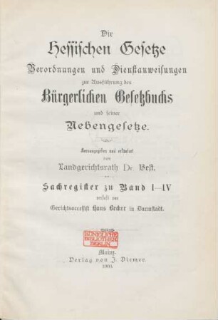 Sachregister: Sachregister zu Band I-IV