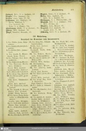 III. Abtheilung. Häuserbuch : III. Abtheilung. Verzeichniß der Einwohner nach Hausnummern