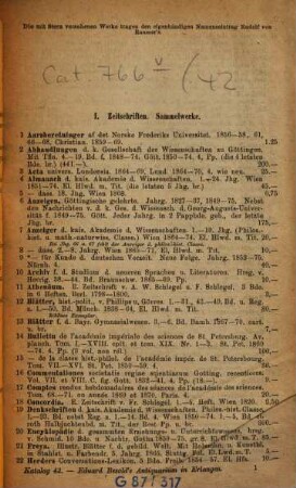 Antiquarischer Katalog ... von Eduard Besold, Universitäts-Buchhandlung in Erlangen : [Sp. m. d. Tit.:] Antiquarischer Katalog ... von Eduard Besold's Antiquarium in Erlangen. 42