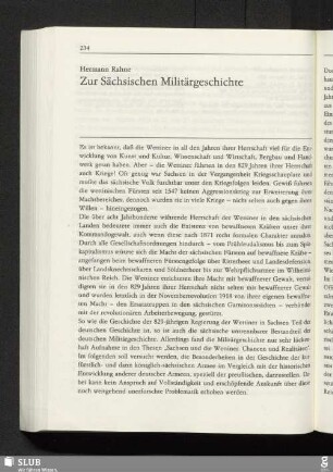 Zur Sächsischen Militärgeschichte