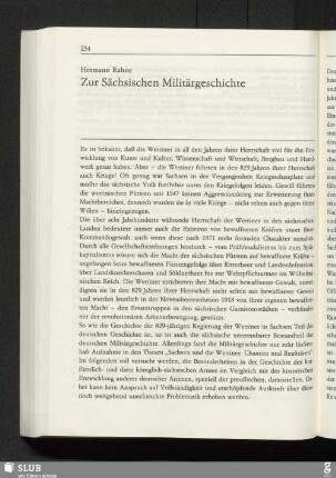 Zur Sächsischen Militärgeschichte