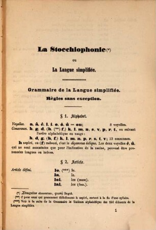 Stoechiophonie ou la langue simplifiée : Sec. édition plus systématique que l'édition 1858 et augmentée d'un petit dictionnaire