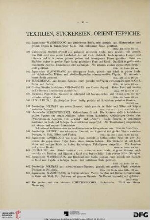 Textilien, Stickereien, Orient-Teppiche (Nr. 590-628)