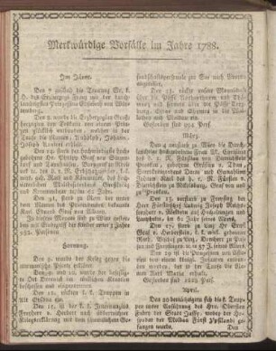 Merkwürdige Vorfälle im Jahre 1788