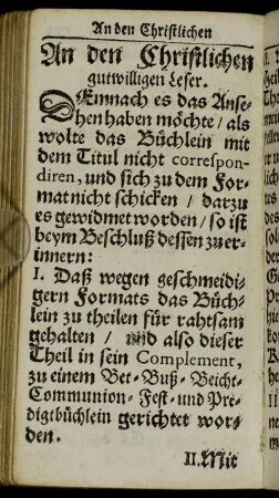 An den Christlichen gutwilligen Leser.