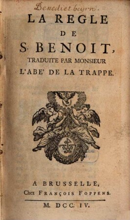 La Regle de S[aint] Benoit