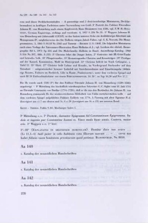 Aa 141 s. Katalog der neuzeitlichen Handschriften