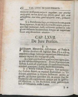 Cap. LXVII. De Jure Persico.