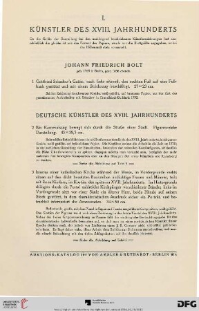 I. Künstler des XVIII. Jahrhunderts (Nr. 1-106)