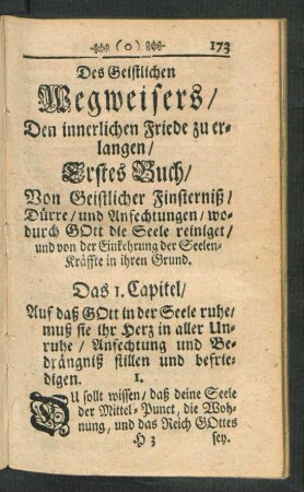 Erstes Buch/Von Geistlicher Finsterniß / ...