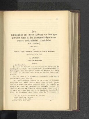 Über Leitfähigkeit und innere Reibung von Lösungen gewisser Salze in den Lösungsmittelgemischen Wasser, Methylalkohol, Äthylalkohol und Aceton