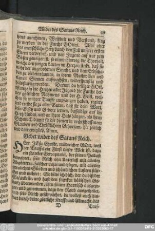 Gebet wider des Satans Reich.