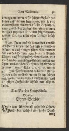 Das Vierdte Hauptstück/ Von der Ohren-Beichte