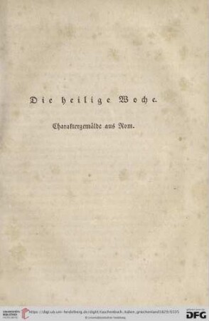 Die heilige Woche. Charaktergemälde aus Rom