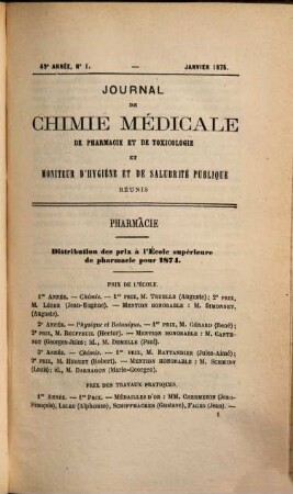 Journal de chimie médicale, de pharmacie et de toxicologie : et moniteur d'hygiène et de salubrité publique réunis. 49. 1875