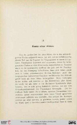 III. Reste alter Altäre