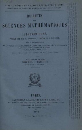 Tome VIII. - Mars 1884.