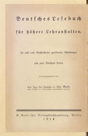 Abteilung 5 = Für Ober-Tertia, [Schülerband]: [Abteilung 5 = Für Ober-Tertia, [Schülerband]]