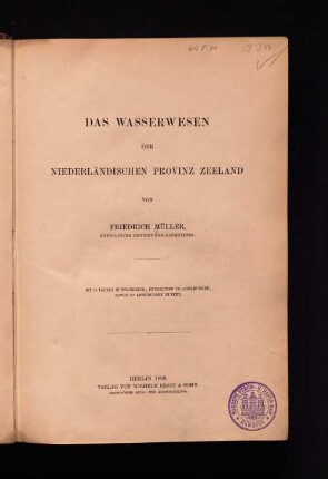 [Hauptw.]: Das Wasserwesen der Niederländischen Provinz Zeeland