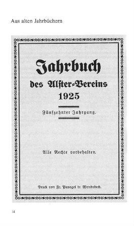 Aus alten Jahrbüchern