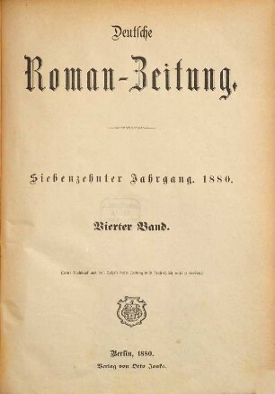 Deutsche Roman-Zeitung. 1880,4 = Jg. 17