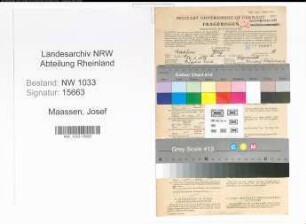 Entnazifizierung Josef Maassen , geb. 26.01.1893 (Bahnbeamter)
