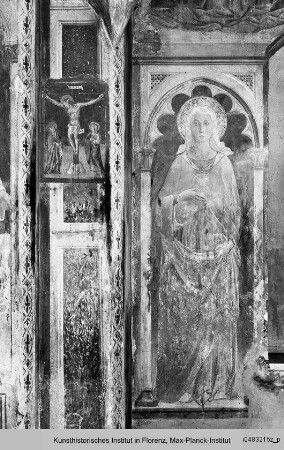 Heilige Lucia, daneben kleine Kreuzigung