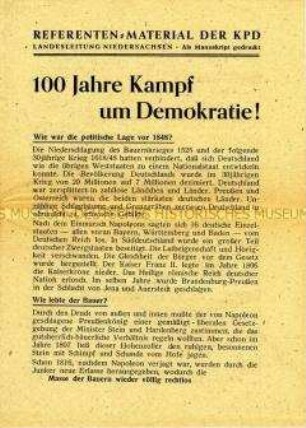 Referenten-Material der KPD zum Volkskongress für die Einheit Deutschlands