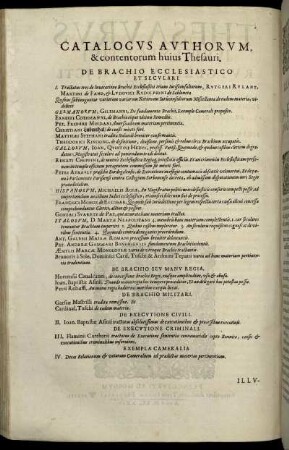 Catalogus Authorum, & contentorum huius Thesauri.