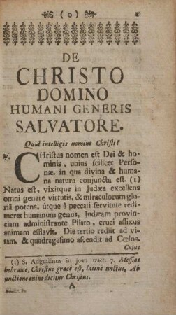 De Christo domino humani generis salvatore.