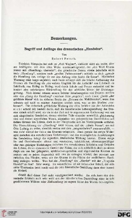 Begriff und Anfänge des dramatischen "Handelns"