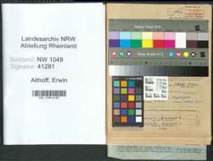 Entnazifizierung Erwin Althoff , geb. 27.12.1905 (Elektriker)
