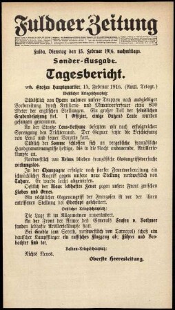 Ausgabe vom Dienstag, den 15. Februar 1916.