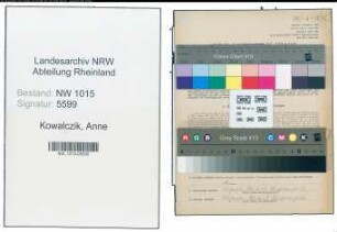 Entnazifizierung Anne Kowalczik , geb. 16.05.1900 ()