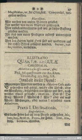 Illustratio [Nonae] Regulae Cardinalis. Ablativo Casu efferuntur, [et]c.