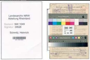 Entnazifizierung Heinrich Schmitz , geb. 03.08.1899 (Bankangestellter)