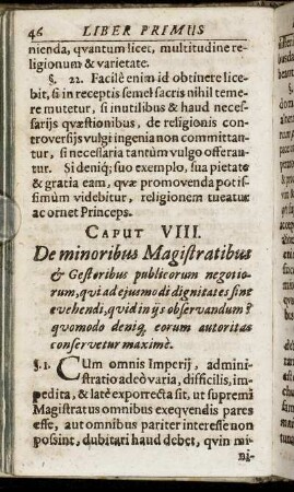 Caput VIII. De minoribus Magistratibus ...