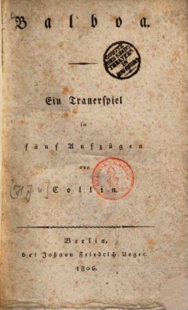Balboa : Ein Trauerspiel in fünf Aufzügen