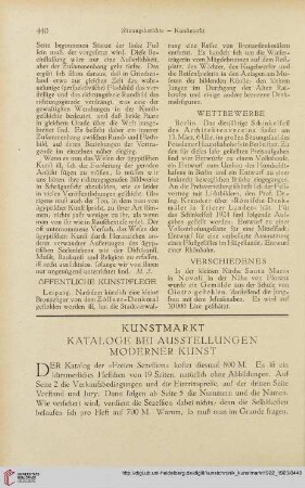 Kunstmarkt. Kataloge bei Ausstellungen Moderner Kunst
